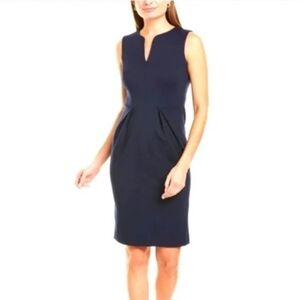 NWT J. McLaughlin Jael Dress in Winter Navy Medium Rayon Blend Pleated Waist